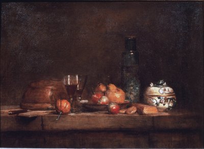 Purkki oliiveja - öljy kankaalle tekijältä Jean Baptiste Simeon Chardin