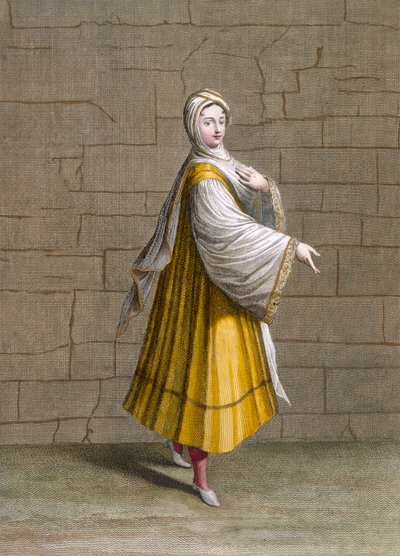 Hieno tyttö, levy 72 Charles de Ferriolin teoksesta "Sata vedosta, jotka edustavat Levantin eri kansakuntia", kaiverrus J. de Franssieres, 1707-08 tekijältä Jean Baptiste Vanmour