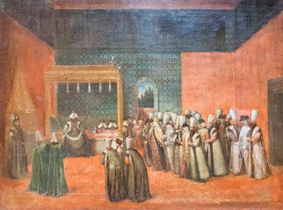 Sultão Ahmed III recebendo um embaixador europeu, c.1725 (óleo sobre tela)finlandês tekijältä Jean Baptiste Vanmour