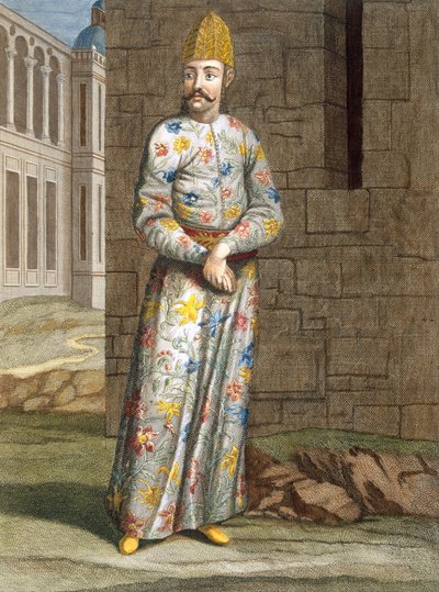 Ich-Oglan, levy 8 Charles de Ferriolin kokoelmasta Sata vedosta, jotka edustavat Levantin eri kansakuntia, kaiverrus Gerard Scotin (1671-1716), 1707-08 (värinen kaiverrus) tekijältä Jean Baptiste Vanmour