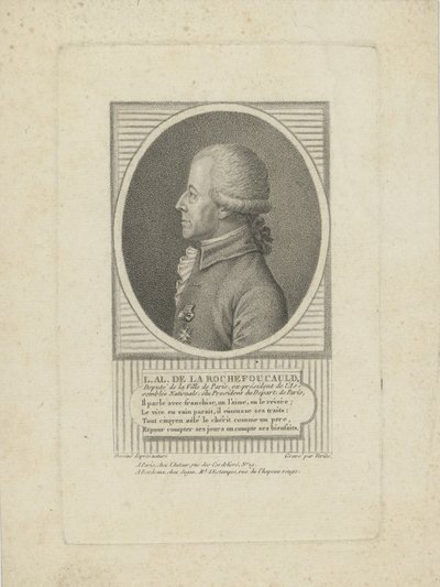 Louis-Alexandre de La Rochefoucauld, Envillen herttua 1743-1792, 1790-luku. tekijältä Jean Baptiste Verite