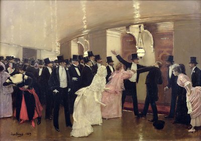 Väittely oopperan käytävillä, 1889 tekijältä Jean Beraud