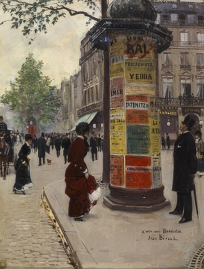 Pariisilainen kioski. 1880-82 tekijältä Jean Beraud