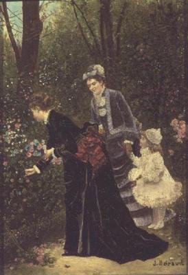 Nuoret naiset poimimassa kukkia, 1885 tekijältä Jean Beraud