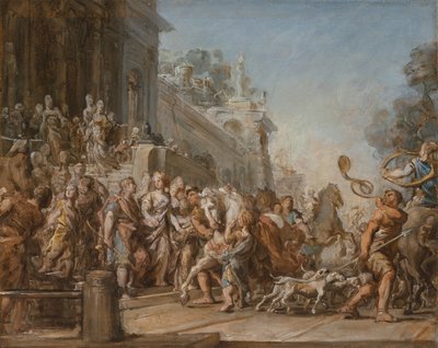 Didon ja Aeneaksen lähtö metsästykseen, 1772-4 tekijältä Jean Bernard Restout