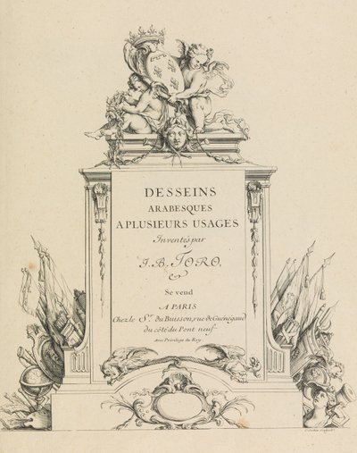 Arabesque-malleja moneen käyttöön Keksijä J.B. Toro otsikkosivu, 1716, 1716. tekijältä Jean Bernard Toro