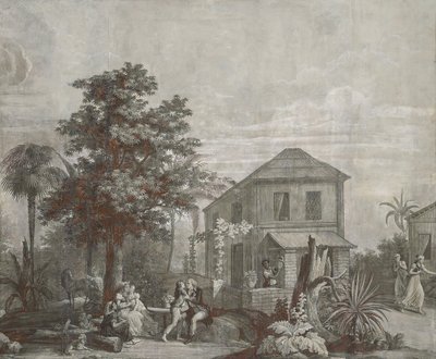 Family Time, tapettipaneeli sarjasta "Paul et Virginie", kirjoittaja Dufour & Cie, n. 1823 tekijältä Jean Broc