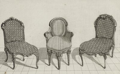 Cane Chair, Cabriolet nojatuoli, Cane Chair, julkaistu 1770-luvun puolivälissä (kaiverrus taidepaperille) tekijältä Jean Charles (after) Delafosse