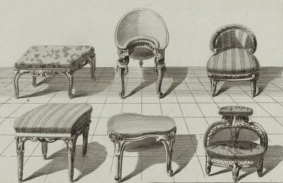 Jakkarat, WC-bideet, Jalkarahi, julkaistu 1770-luvun puolivälissä (kaiverrus paperille) tekijältä Jean Charles (after) Delafosse