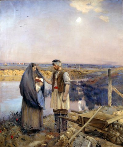 Päivä teki talonpoikaperheen. Jean Charles Cazinin (1841-1901) maalaus Sun. 1,99x1,66 m 1888 Pariisi, musee d