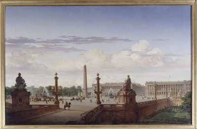Place de la Concorde, näkymä rantaterassilta; kuningas Louis-Philippe ylittää aukion vaunuissa, 1846 (öljy kankaalle) (kuva) tekijältä Jean Charles Geslin