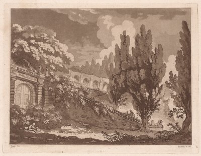 Portaat italialaisessa puutarhassa, 1766. tekijältä Jean Claude Richard Saint Non