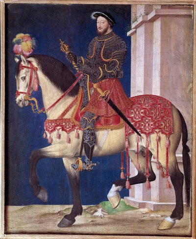 Francois I:n (1494-1547) ratsastusmuotokuva. Jean Clouet