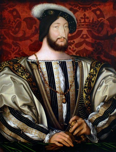 Franciscus I:n muotokuva 1494-1547, Ranskan kuningas, Bretagnen herttua, Provencen kreivi, noin 1530 tekijältä Jean Clouet