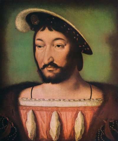 Ranskalaisen Francois I:n muotokuva, 1500-luku. tekijältä Jean Clouet