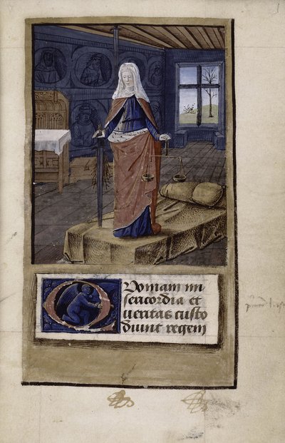 John of Walesin Breviloquiumin allegoria oikeudenmukaisuudesta muinaisten ruhtinaiden ja filosofien hyveistä, 1475-1499 tekijältä Jean Colombe