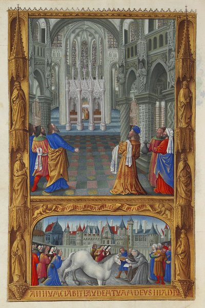 Les Très Riches Heures du Duc de Berry, Folio 129v - Pyhä sakramentti tekijältä Jean Colombe