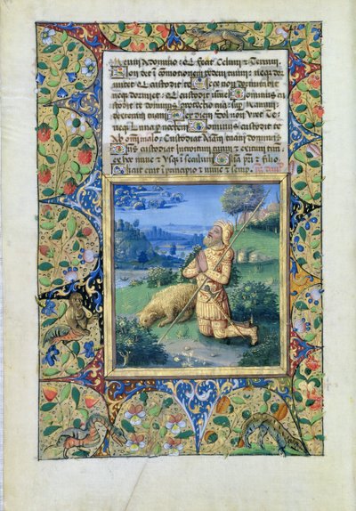neiti Lat. Q.v.I.126 fol. 29v Samuel huutaa avuksensa Herraa Louis dOrleansin tuntikirjasta, 1490 tekijältä Jean Colombe
