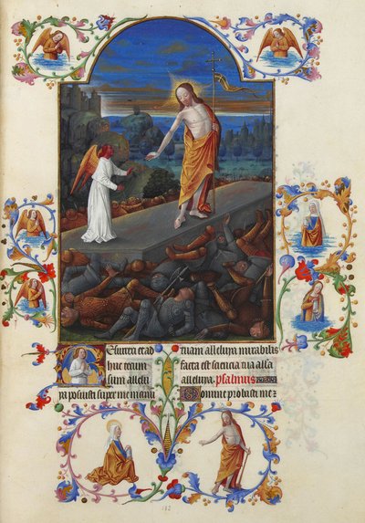 Très Riches Heures du Duc de Berry Folio 182, kääntöpuoli - Jeesuksen Kristuksen ylösnousemus. tekijältä Jean Colombe