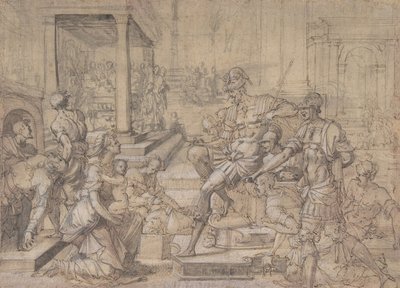 Amya vetoaa Faustukseen pyhän äidin huoltajuudesta, noin 1543. tekijältä Jean Cousin