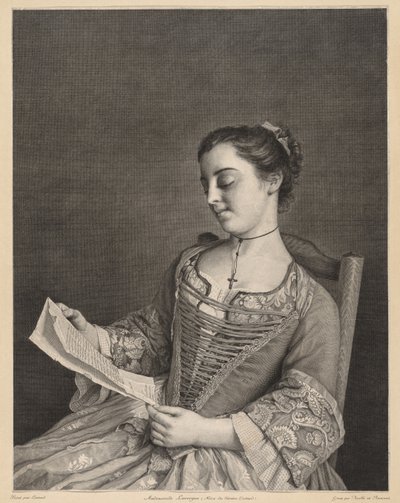 Neiti Lavergne Reading. tekijältä Jean Daullé
