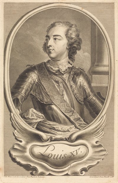 Ludvig XV tekijältä Jean Daullé after Jean Baptiste Lemoyne II