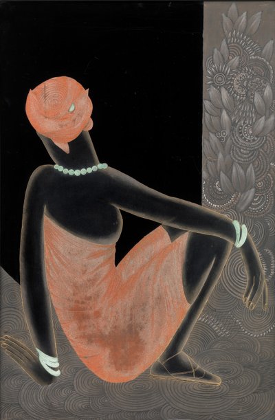 Afrikkalainen nainen, 1928-30 (lakattu puu, hapetettu kupari) tekijältä Jean Dunand