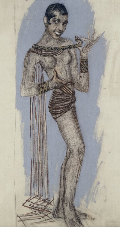 Josephine Baker - Maketti tärkeälle lakkapaneelille, n. 1927 (kynä paperille) tekijältä Jean Dunand