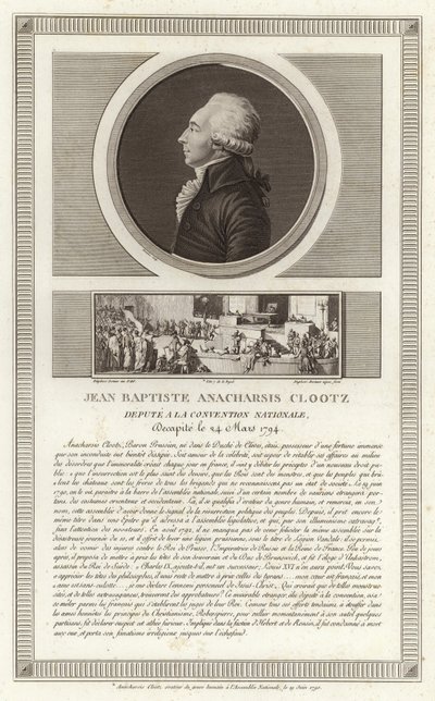Muotokuva Jean-Baptiste du Val-de-Gracesta, Baron de Clootsista tekijältä Jean Duplessi Bertaux