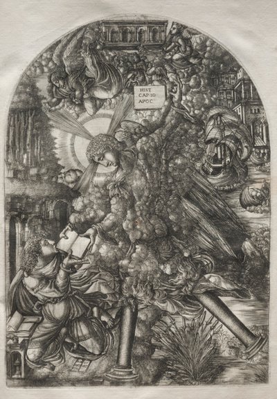 Apokalypsi: Enkeli antaa St. Johnin kirjan syötäväksi, 1546-1556. tekijältä Jean Duvet