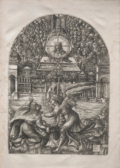 Apokalypsi: Enkeli näyttää Pyhän Johanneksen elävän veden lähdettä, 1546-1556. tekijältä Jean Duvet