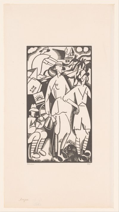 Neljä sotilasta maisemassa Anzacs tekijältä Jean Emile Laboureur (signed by artist)