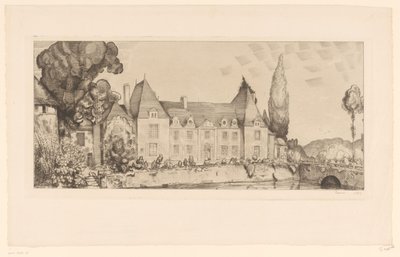 Näkymä linnaan veden päällä Vue du Château de Villaines tekijältä Jean Emile Laboureur (signed by artist)