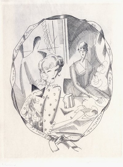 Kuva kahdesta koketista ja herrasmiehestä, 1920 tekijältä Jean Emile Laboureur