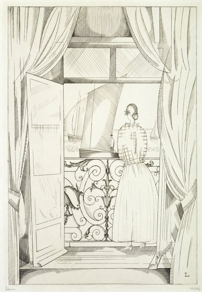 Parveke meren yli; Le Balcon sur la Mer tekijältä Jean Emile Laboureur