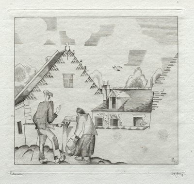 Kyläläiset, juttelemassa tekijältä Jean Emile Laboureur