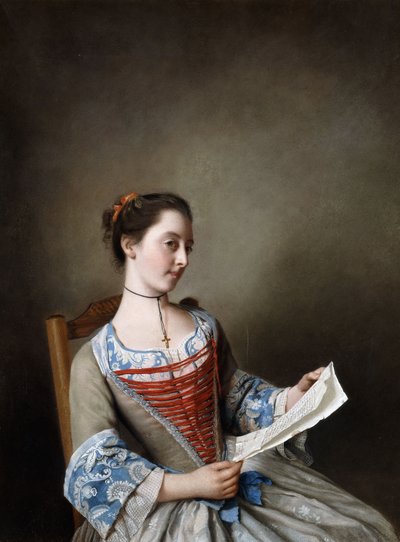 La Belle Liseus: Muotokuva neiti Susanna Lewisista istumassa lyonnaislaisen talonpojan asussa, tekijältä Jean Étienne Liotard