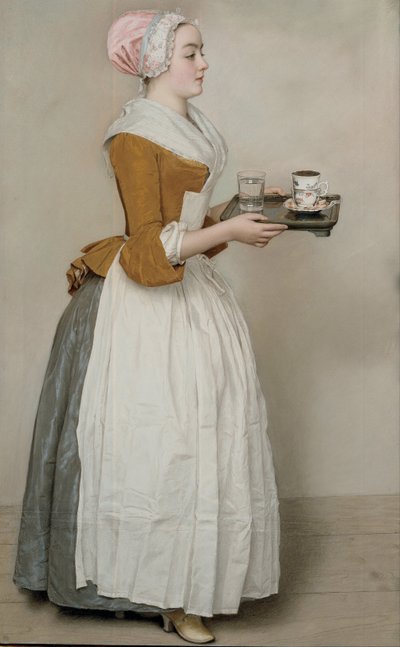 Suklaatyttö La Belle Chocolatière de Vienne, n. 1745 tekijältä Jean Étienne Liotard