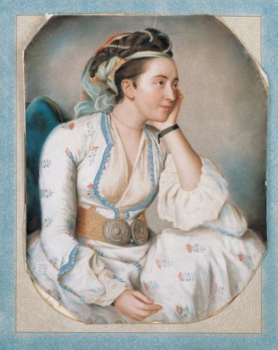 Nainen turkkilaisessa mekossa, 1700-luvun puoliväli. tekijältä Jean Étienne Liotard
