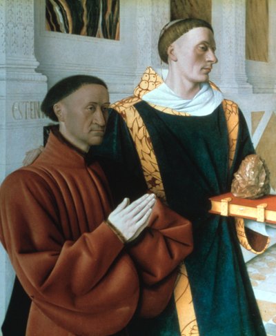 Etienne Chevalier ja St Stephen, c1450 tekijältä Jean Fouquet