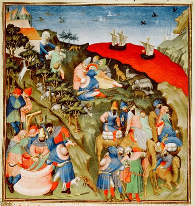 Ms Fr.247 f.25 The Story of Joseph, kuvitus, julkaisusta  tekijältä Jean Fouquet