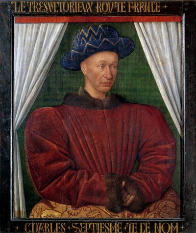 Ranskan kuninkaan Kaarle VII:n (1403-1461) muotokuva. Jean Fouquet