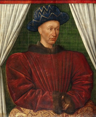 Ranskan kuninkaan Kaarle VII:n muotokuva, 1445-1450 tekijältä Jean Fouquet