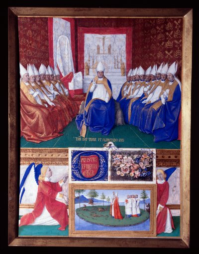 Saint Hilaire Saint Hilaire (Saint-Hilaire) (401-449) paavi Leon I:n koolle kutsumalle kirkolliskokoukselle noin 445-445 Pienoiskuva Jean Fouquet