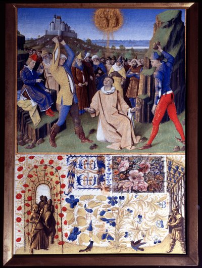 Pyhän Stefanoksen marttyyrikuolema kivittämällä Miniatyyri Jean Fouquet