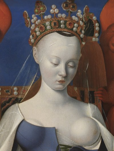 Neitsyt ja lapsi kerubien ja serafien ympäröimänä, yksityiskohta tekijältä Jean Fouquet