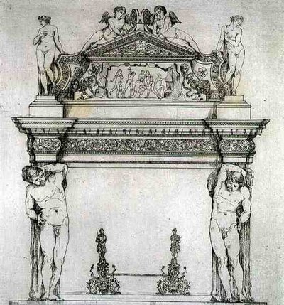 Takka Suurlähettilässalista, Ducal Palacessa, Venetsiassa, teoksesta "Taide ja teollisuus", julkaisija Delatre, Paris tekijältä Jean Francois (after) Albanis de Beaumont