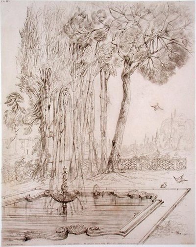 Koristesuihkulähde Serai Gardenissa, Konstantinopolissa, julkaisusta "Taide ja teollisuus", julkaisija Delatre, Paris tekijältä Jean Francois (after) Albanis de Beaumont