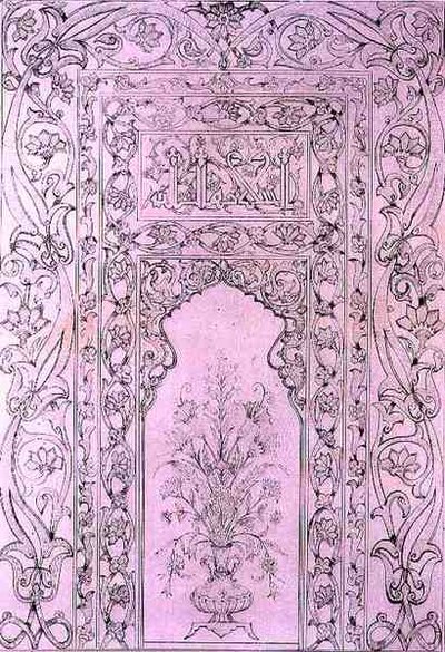 Tile Panel from the Blue Mosque, Tabriz, Persia, Art and Industry, julkaisija Delatre, Paris tekijältä Jean Francois (after) Albanis de Beaumont