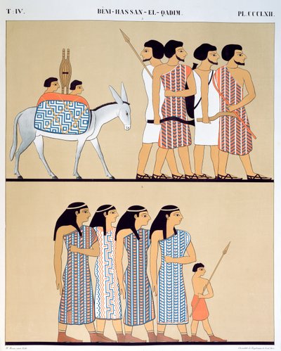Fresko Nevothphin haudasta Beni-Hassan-El-Qadimissa (Beni Hasan), 1835-45 tekijältä Jean Francois Champollion